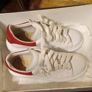 Alexander McQueen White Sneakers with Red Accents